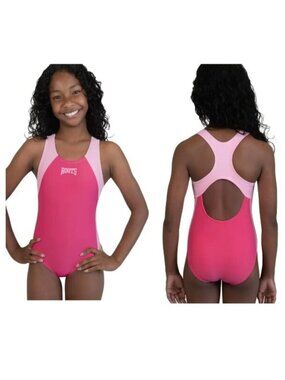 Roots Girls One Piece Swimsuit 16 Pink Colorblock NWOT